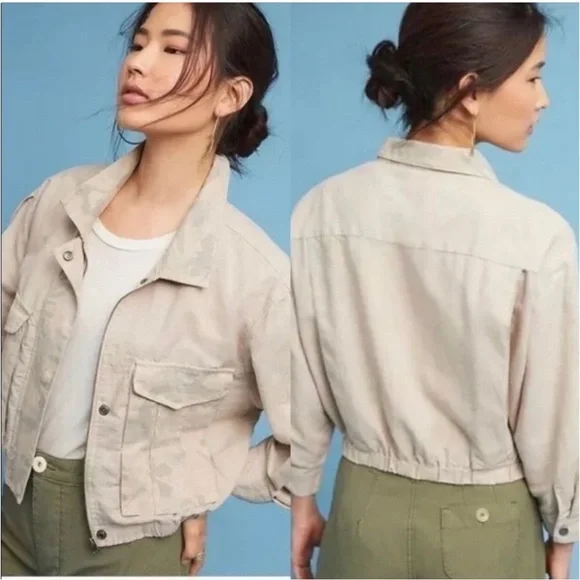 ANTHROPOLOGIE HEI HEI Roman Linen Blend Camo Jacket Size S - Picture 4 of 12